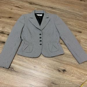 Womens Tahari Suit Jacket Black and White Pattern Size 4 Small